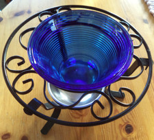 Duftlampe - Glas - Metall, blau/schwarz - Wasserbehälter extra groß