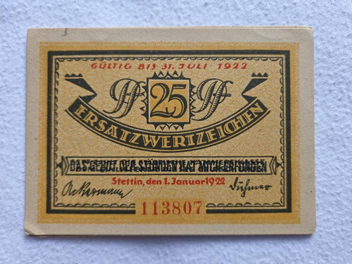 Notgeld 1922 stadt stettin - stadt,