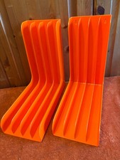 2 SCHALLPLATTENSTÄNDER ORANGE L-FORM VINYL LP AUFBEWAHRUNG VINTAGE REGAL BOX