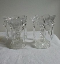 Vintage Zwei Glas Kerzenständer  mit kristall 20er.