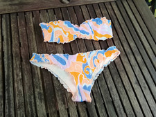 Süßer Vintage H&M 80er Bikini Badenzug orange ohne Träger S 36/38 Cup A Stäbchen