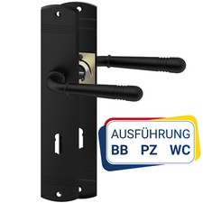Schwarze Türbeschlag LOTTA Langschildgarnitur Drückergarnitur BB WC PZ