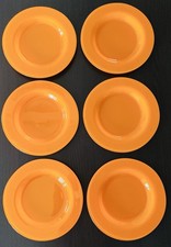 Kuchenteller Dekorationsteller Glas, Set 6 Stück, 21 cm, Farbe Orange, Gebraucht