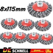 8x Topfbürste Drahtbürste 115mm M14 gezopft Kegelbürste Flex und Winkelschleifer