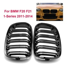 Kühlergrill Nieren Für BMW F20 F21 1er 11–14 Pre-LCI Doppelsteg Glänzend Schwarz