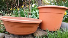 2 stabile  XL   Garten- Blumen- Pflanzen - Topf Dm 37,5 cm / Schale  Dm.  44 cm