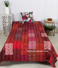 Rot Patola Seide Kantha Decke