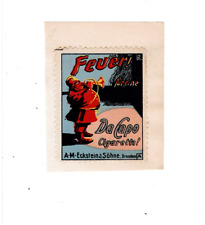 Alte Reklamemarke der Zigaretten-Fabrik Eckstein in Dresden mit Feuerwehr-Motiv