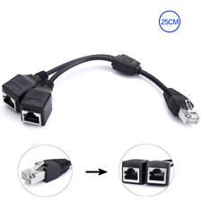 1 bis 2 Dual Ports RJ45 Y Verteiler Adapter Splitter LAN Netzwerk Kabel Doppler