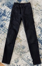 HIGH WAIST DAMEN Motorradhose Schwarz Bikerhose