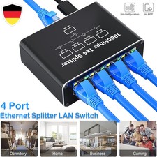 LAN Splitter 1 auf 4 Gigabit Ethernet Switch  4 Port Netzwerk Kabel Verteiler DE