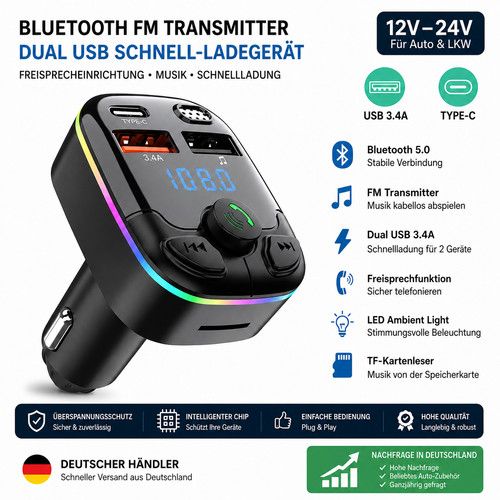 Bluetooth transmitter auto - bluetooth, fm