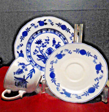 Vintage Porzellan Wellco Krefeld 3- teil Gedeck Zwiebelmuster