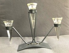 3armiger Kerzenständer aus Metall & Glas - Stahl, grau, 20x25 cm, Kerzenhalter