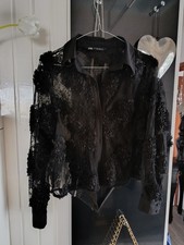 Zara Damen Bluse Schwarz