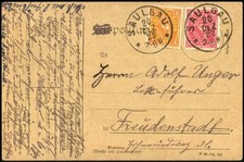 Posthorn 1922 Saulgau Mehrfachfrankatur Postkarte No.179