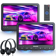 2x10,1" Auto 2 Monitore Kopfstütze DVD Player TV Für Kinder USB SD AKKU Kopfhöre