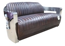 Vintage Ledersofa Aluminium