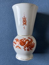 Meißner Handmalerei, Vase Mit Vielen Goldrändern 14 cm Hoch Ming Drachen ?