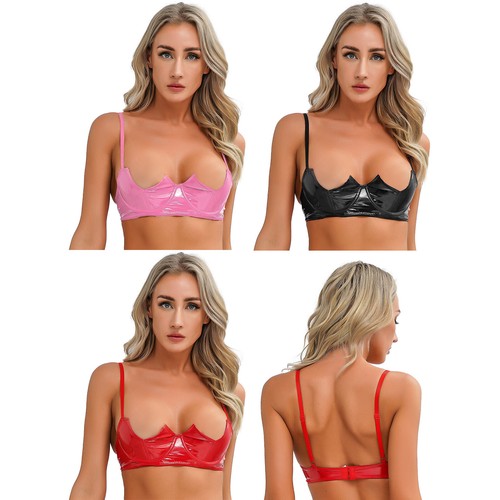 Damen sexy lack leder mit - lack, bh