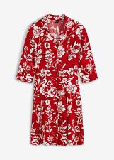 Kleid mit Knopfleiste Gr. 52 Salsarot Wollweiß Damen Kurzes Blusenkleid Neu*