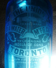 RARE THE UNION SODA WATER TORONTO CANADA blue FLASCHENSIPHON Siphon SODAFLASCHE