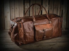 Vintage Echtleder Englisch Gepäck Beuteltasche Tasche Reisetasche Seesack Spo...
