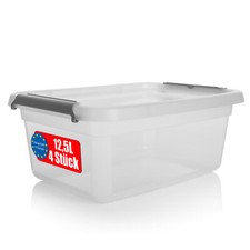 4x 12,5 L Aufbewahrungsbox mit Deckel transparent BPA- frei & lebensmittelecht