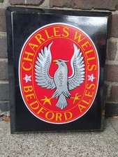 Antik Emaille Schild Charles Wells Bedford Ales Bierwerbung,Brauerei Werbeschild