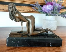 Bronzefigur Jungfrau Bronze Skulptur Frau Statue Akt Venus Erotik Deko Kunst