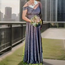 Kelsey Rose elegantes Abendkleid lang 40 in blau-grau mit Glitzer