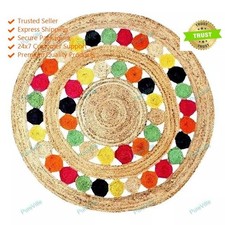 Handgewebte Jute Teppich Boho