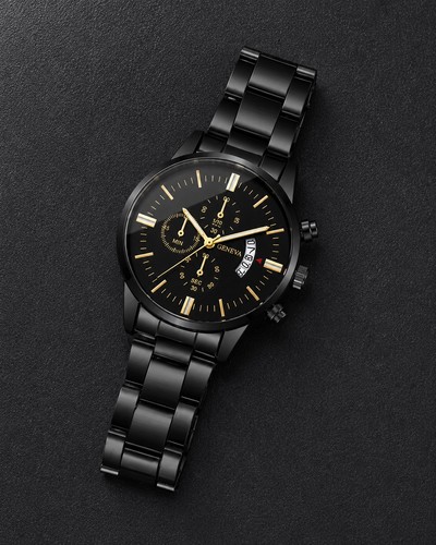 Genf herren schwarz quarzuhr - herren,