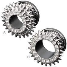 1,6 - 12mm Flesh Tunnel Plug Zirkonia Spitzen Spikes Gothic Punk TNC2
