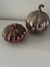 Kürbis  Glas-2 Stück- Bronze Altrosa - Antik, Tischdeko Herbstdeko- Top Zustand