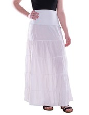 Vishes Damen Maxi-Rock Baumwolle Vintage Folklore Stil elastischer Bund