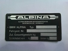 BMW Alpina Typenschild Schild