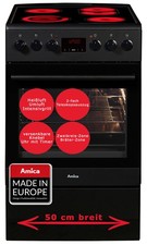 Amica Standherd schwarz 50cm Glaskeramik-Kochfeld Heißluft Teleskopauszüge