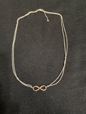  Silberkette, 2 Reihen und Endloszeichen silber rosevergoldetem 