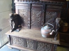 Antike Truhenbank massiv Eiche