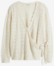 Ajour-Strickjacke Gr. 52/54 Creme Damen Langarm Strick-Jacke Neu