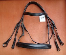 Kandarenzaum Luxus Soft Nase Stirn Genick Kandare Vollblut Kleinpferd Cob schwar