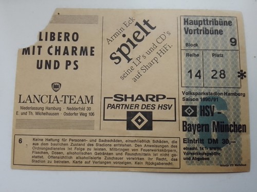Alte eintrittskarte hsv - eintrittskarte,
