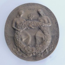 Bronze Relief Wiedervereinigung Kunstguss Eschenburg Lahn-Dill Limberg 14,2x13cm