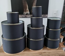 Lampenschirm Schwarz Rand Goldfarbig   für Stehlampe, Pendelleuchte  E27-Fassung