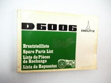 Deutz D6006 Traktor Ersatzteilliste Ersatzteilkatalog Spare Parts List 1971