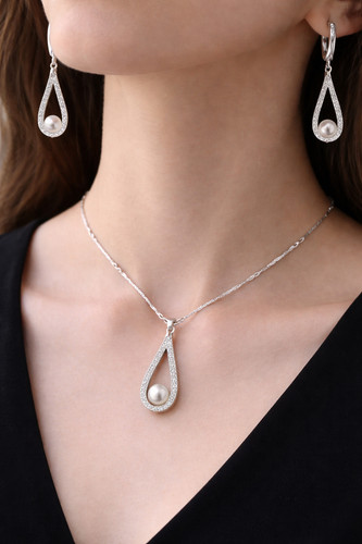 925 silber set - damen, perlen