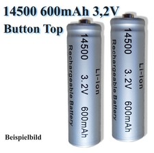 2x 14500 600mAh 3,2V Solar-Leuchten Ersatz Akku Wiederaufladbar LiFePO4 2er Pack
