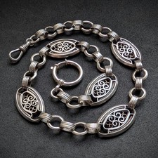 Taschenuhrkette Silber Wien Handarbeit Tracht Charivari alt antik c. 1900