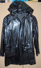 PU Regenjacke + Kapuze Lackjacke Regen Lack Jacke Mantel ca 42 / M